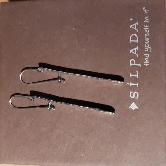 Silpada Sterling Silver Bar Earrings with Gold Accent - Picture 3 of 3